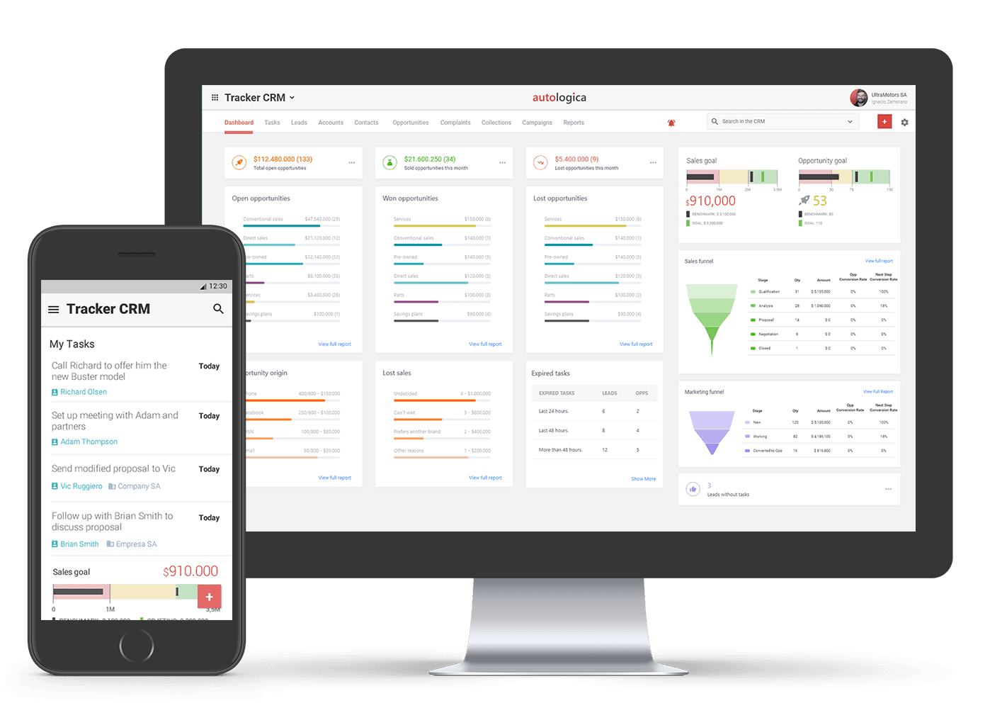 Tracker CRM dashboard screen